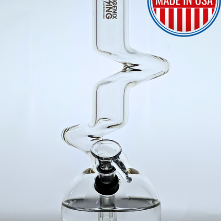 Phoenix Rising Zig Zag Neck, Beaker Style Bong & Water Pipe | 9-1/2" Tall