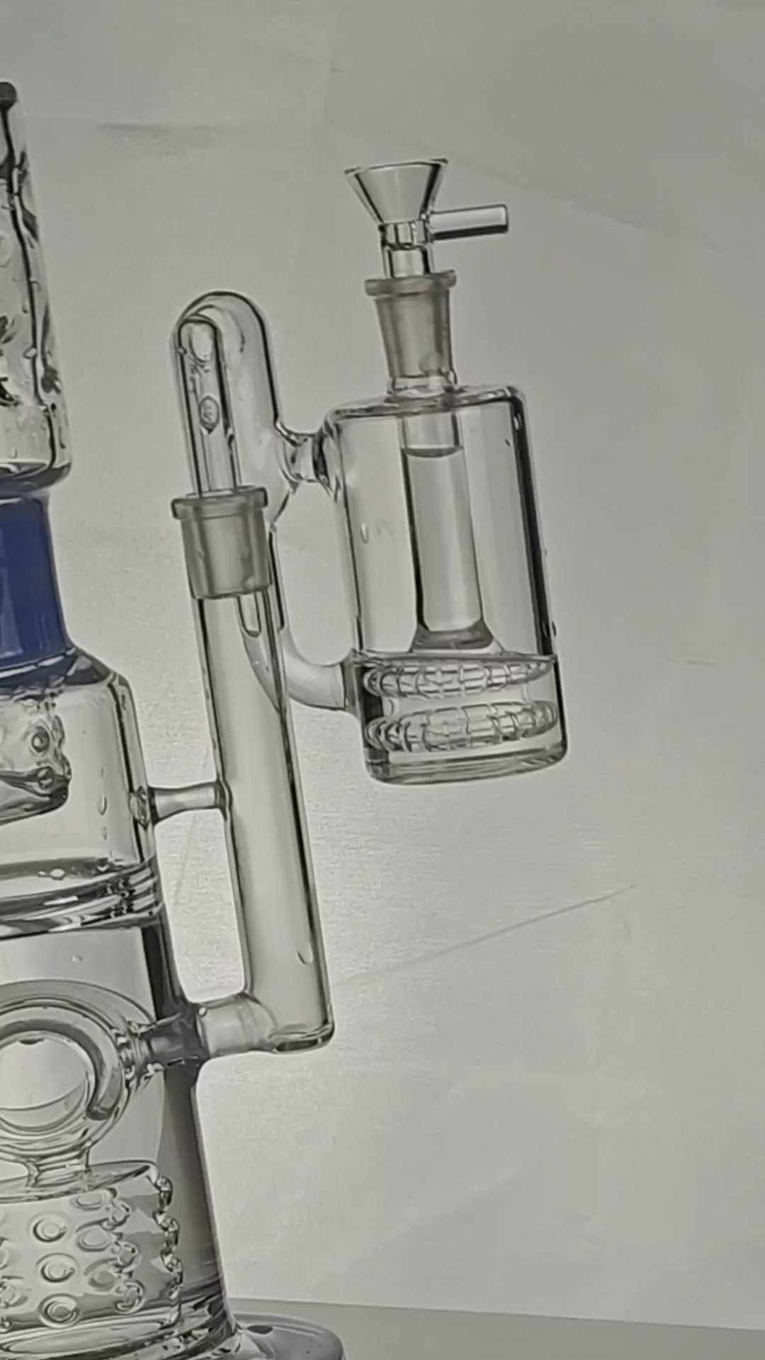Drop Down Wet Ash Catcher, Recycling, Clear Thick Glass w/ Dual UFO Percolators - 90 degree, 14mm or 18mm Male & Female Joints